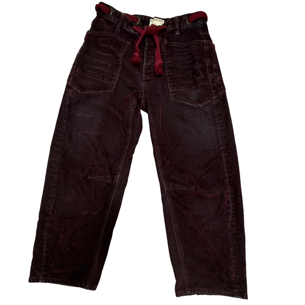 Free People Flocked Moxie Barrel Jeans Wine Tasting Mulberry Boyfriend Size 27 - Picture 5 of 6